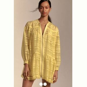 By Anthropologie Long-Sleeve Zip-Front Mini Dress